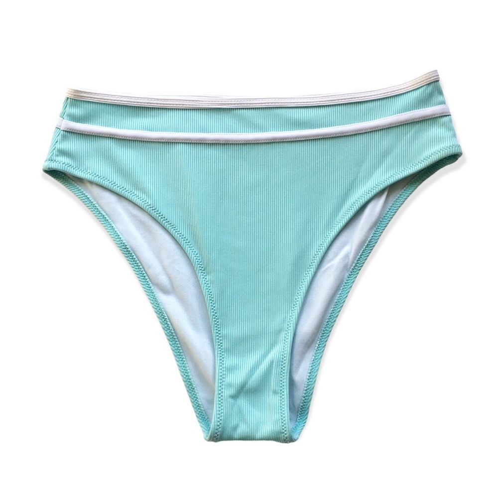 🆕Blue Ribbed High Waisted Bikini Swimsuit Bottom